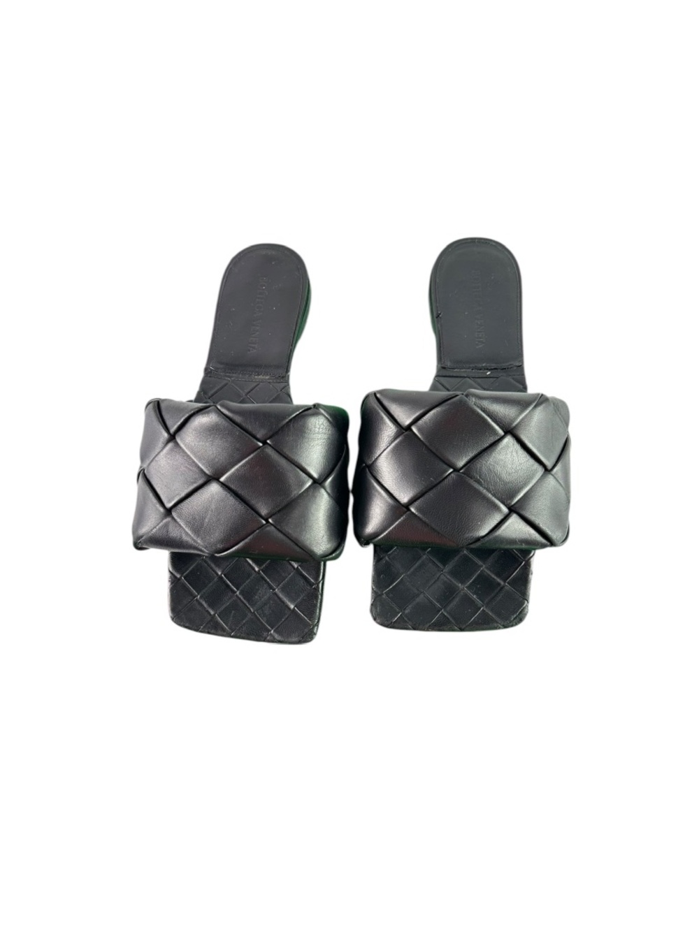 BOTTEGA VENETA Black Lido Maxi Tubolare Leather Sandals Women Size 37.5 7.5